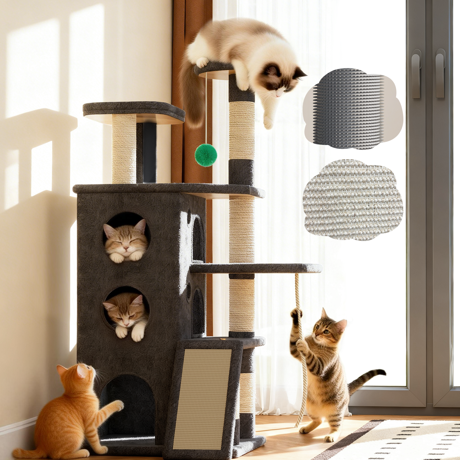 CT26 Heavy Duty Cat Tree Tower for Cats Fits Kittens to XL Maine Coons
