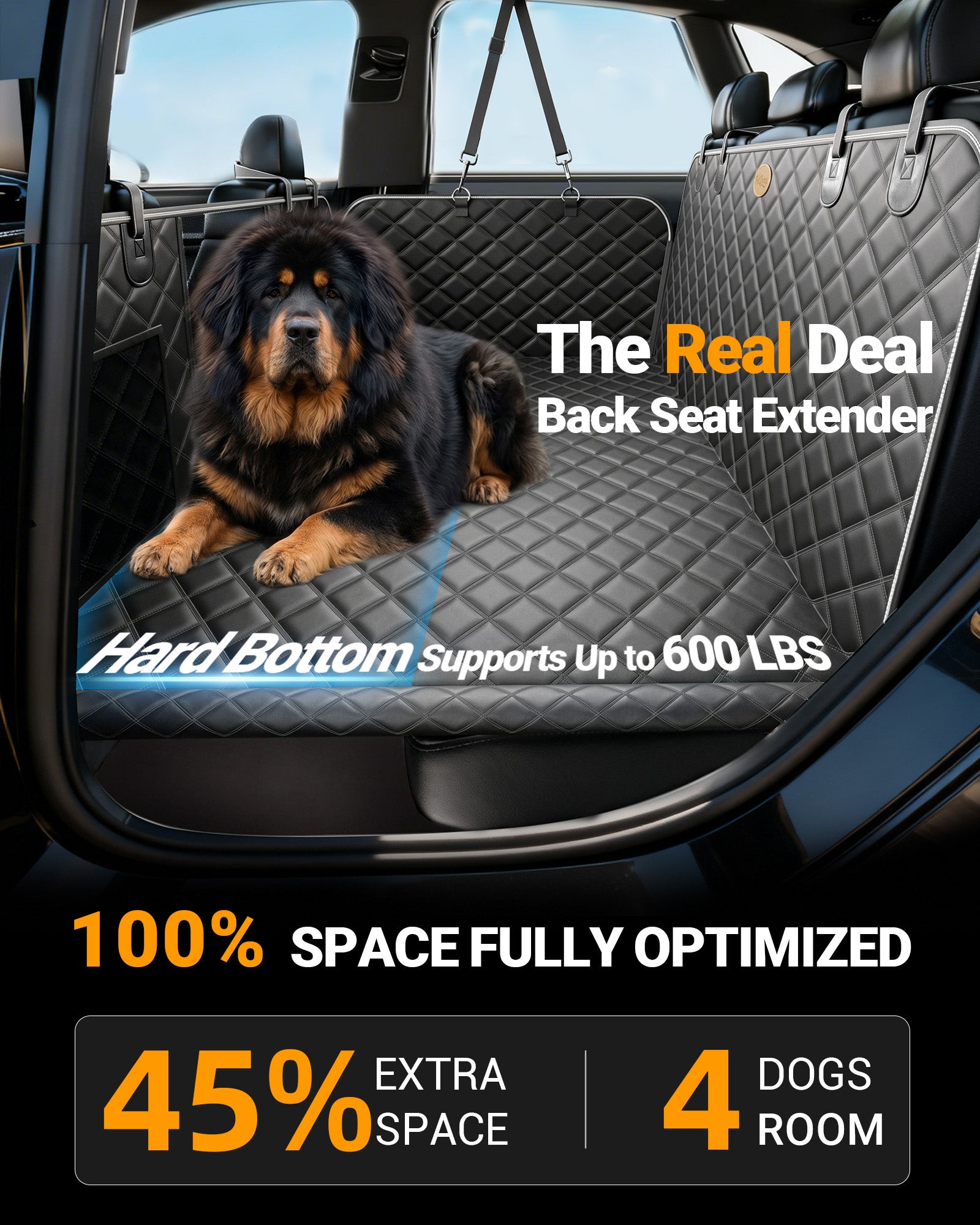 SC8 Car Back Seat Extender for Dogs, Hard Bottom But Soft Touch