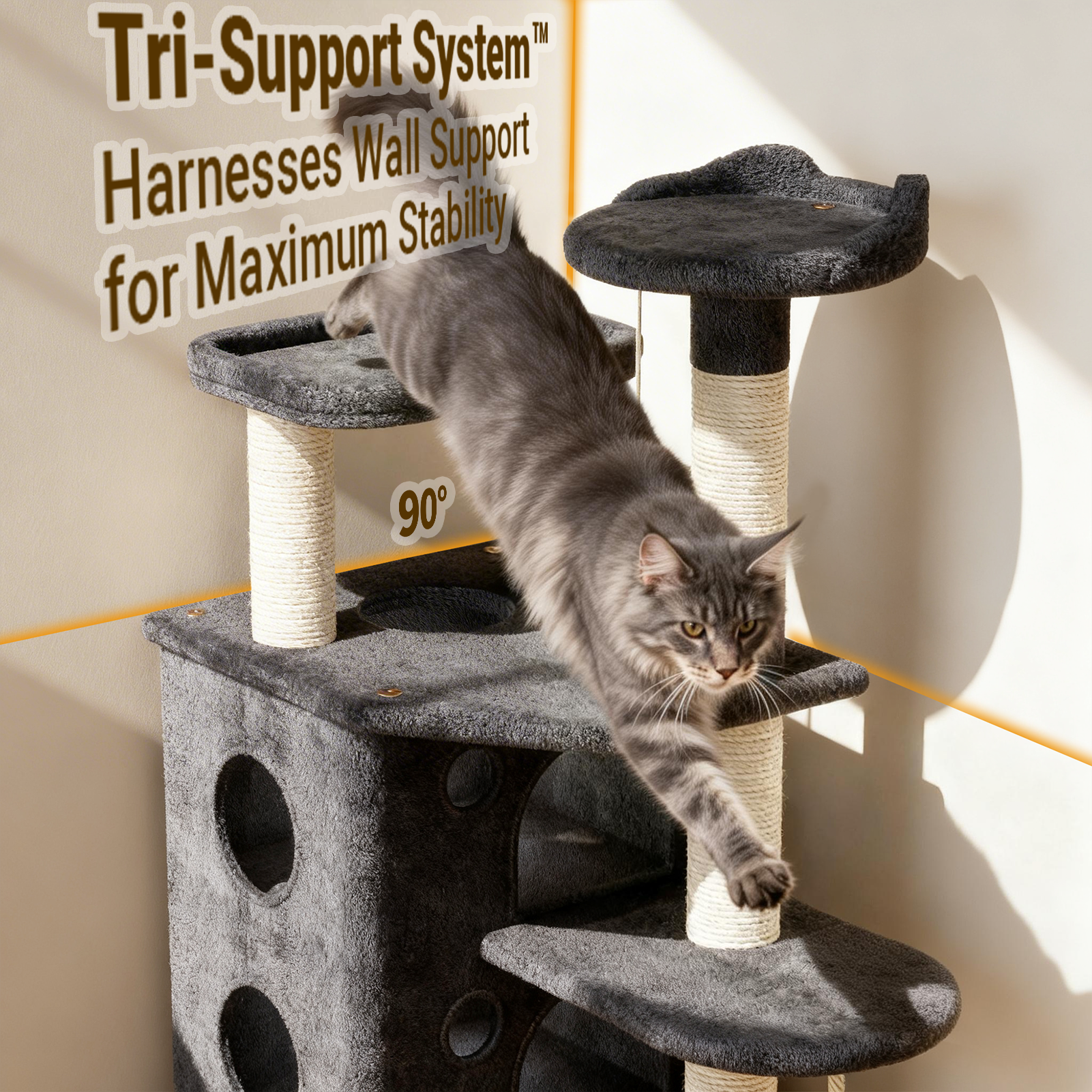 CT26 Heavy Duty Cat Tree Tower for Cats Fits Kittens to XL Maine Coons