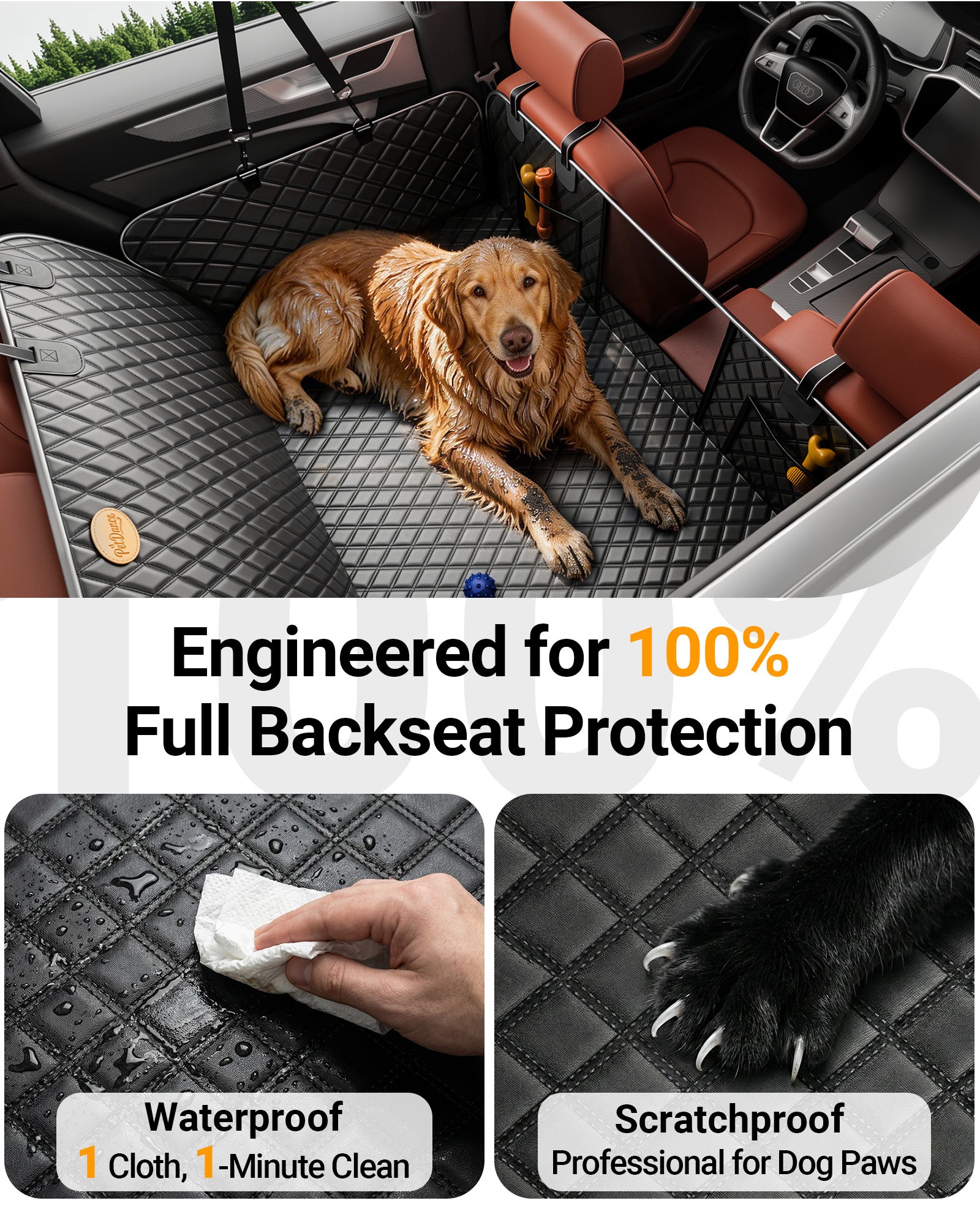 SC8 Car Back Seat Extender for Dogs, Hard Bottom But Soft Touch