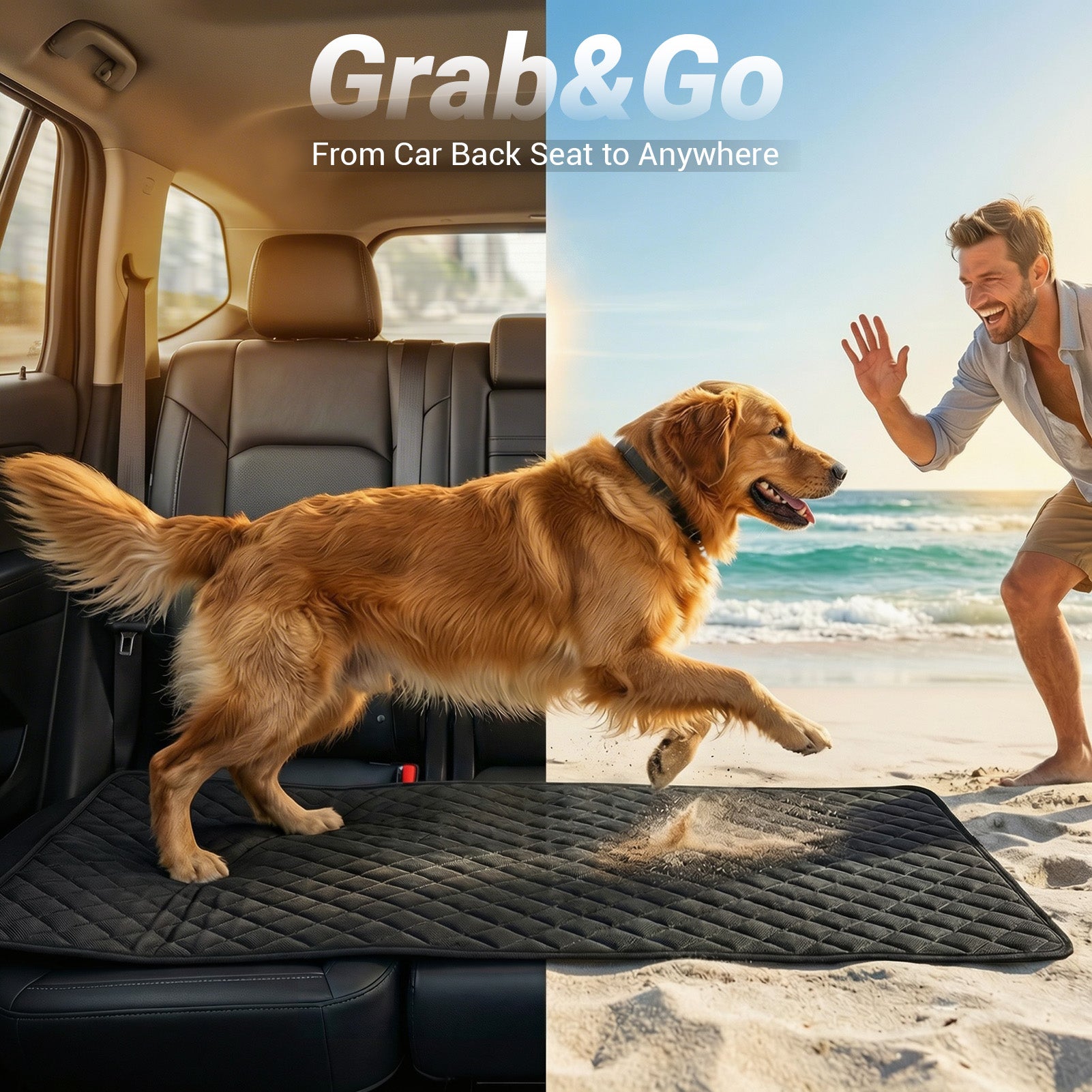 DM2 Grab & Go Dog Bed Mat for Car, Pet Bed Mat for Backseat, Sofa, Bed