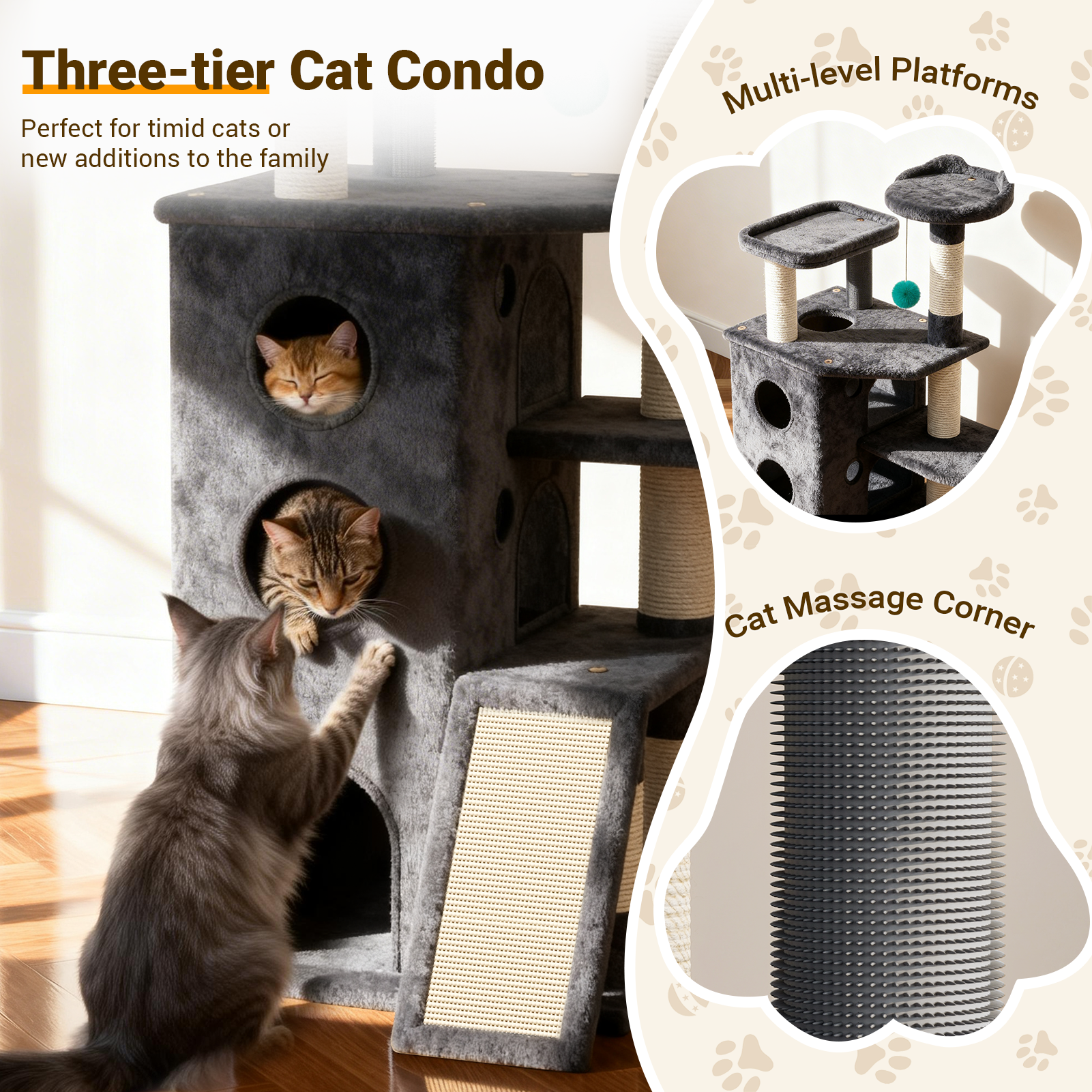 CT26 Heavy Duty Cat Tree Tower for Cats Fits Kittens to XL Maine Coons
