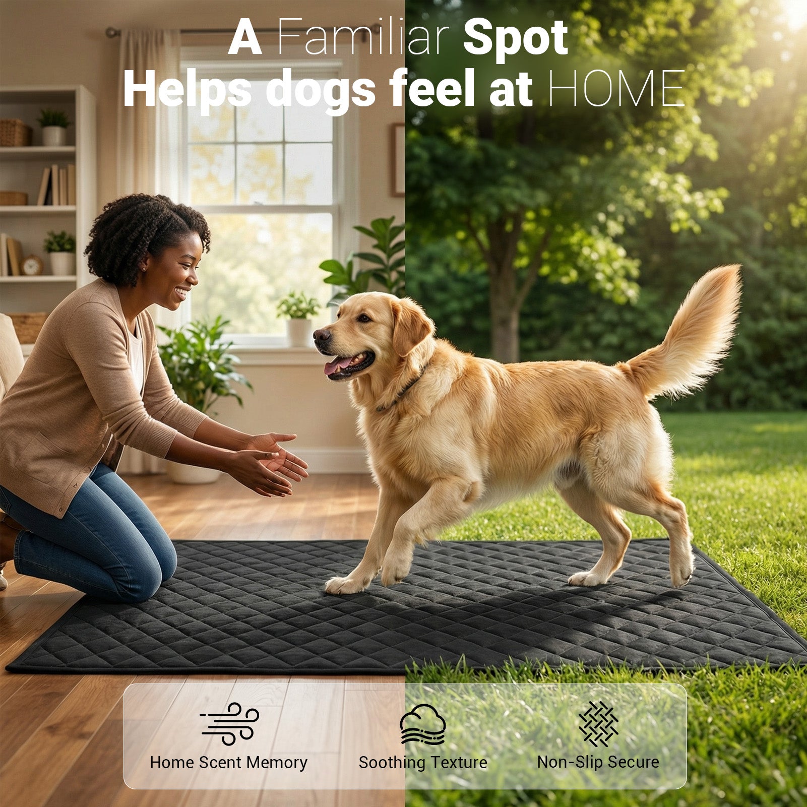 DM2 Grab & Go Dog Bed Mat for Car, Pet Bed Mat for Backseat, Sofa, Bed